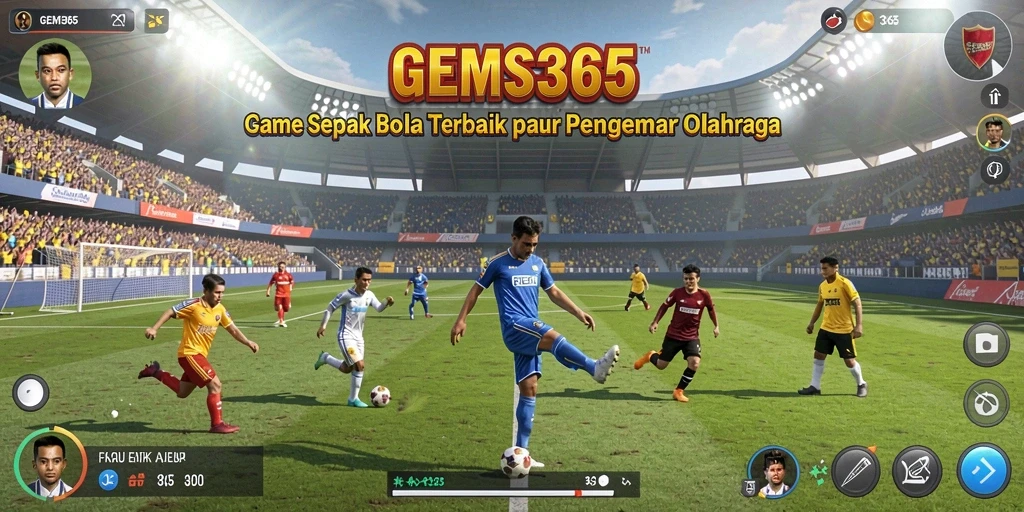 Tampilan aksi seru dalam permainan sepak bola GEMS365.