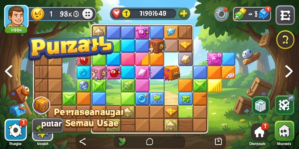 Tangkapan layar gameplay V98 menunjukkan tantangan puzzle yang seru dan interaktif.