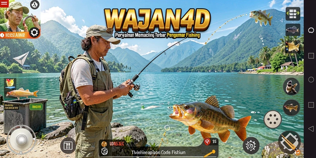 Tampilan utama gameplay WAJAN4D yang menakjubkan saat memancing.