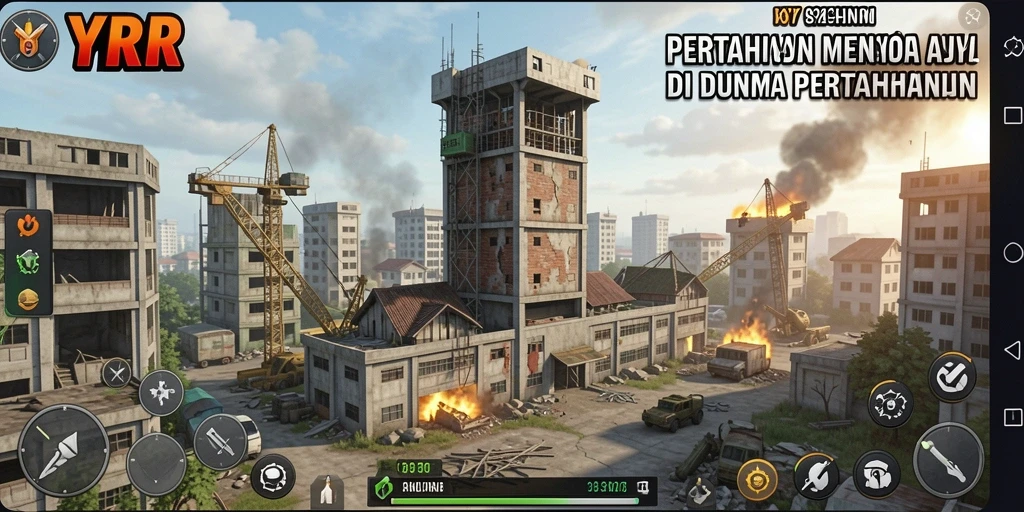 Tampilan gameplay seru di YYRR saat mempertahankan menara.